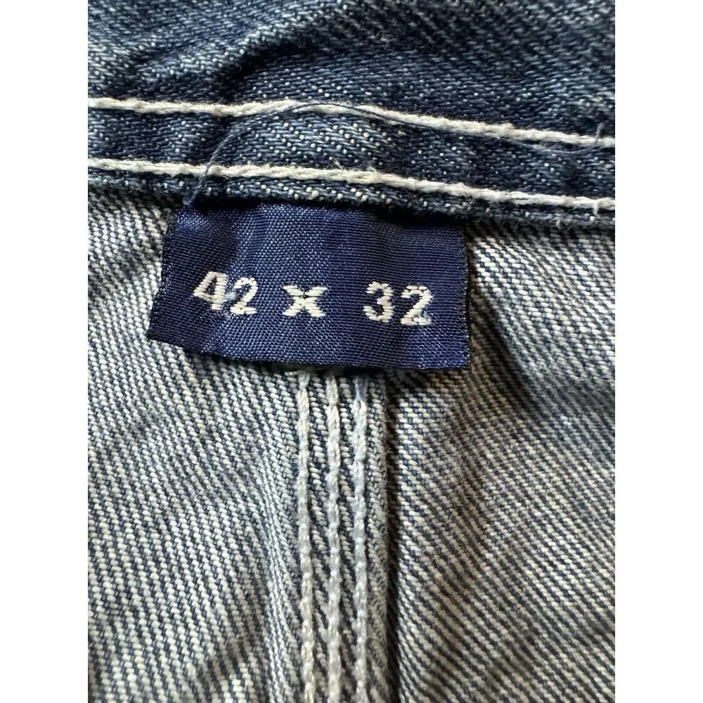 USA Works Jeans Men 42X32 Blue Denim 5-Pocket Carpenter Work Loop Casual Comfort